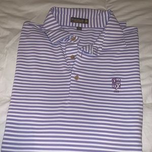 Peter Millar lavender and white striped polo